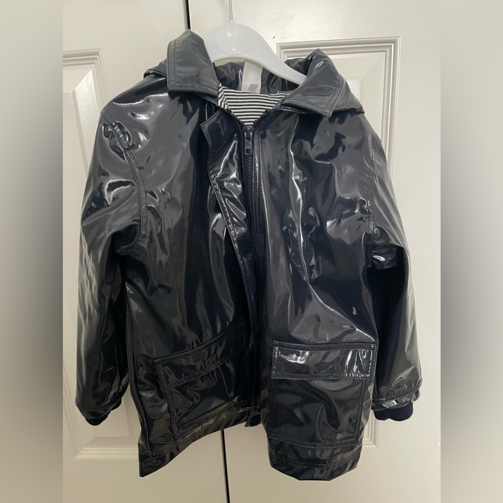Classic Petit Bateau Navy Patent Cire Raincoat